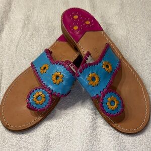 Jack Rogers Blue and Pink Leather Sandals size 6M